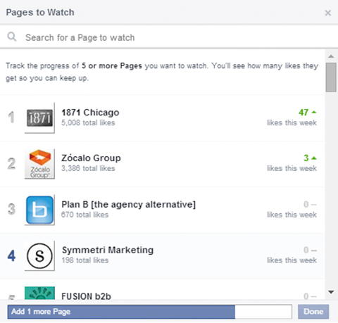 add facebook pages to watch