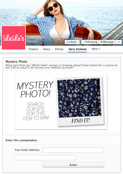 lulu's contest landing page