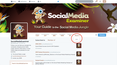 twitter lists shown on social media examiner