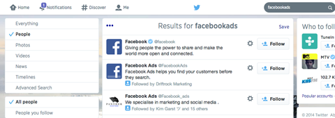 twitter search results for facebookads