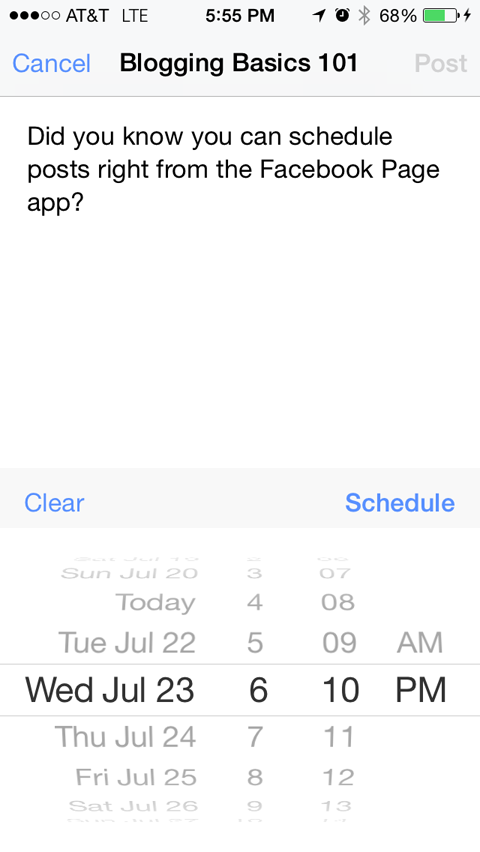 scheduling posts on facebook pages app