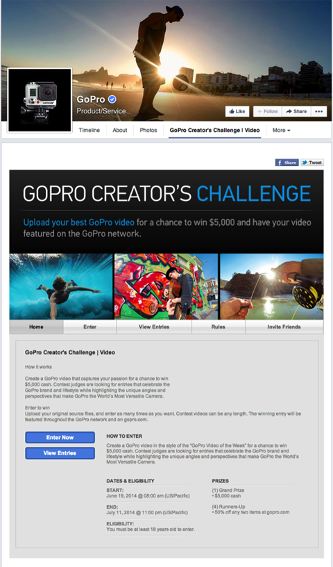 gopro contest landing page