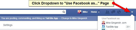 using facebook as your page