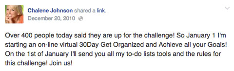 chalene johnson  30 day challenge facebook post