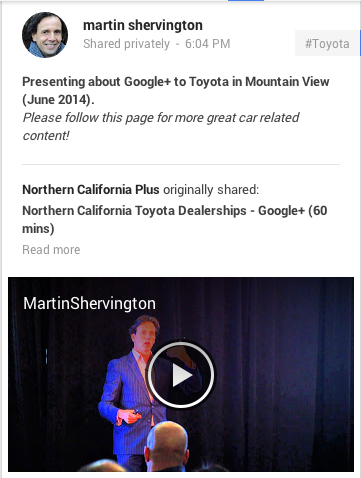 google+ post with a call to action