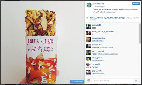 starbucks instagram image with #glutenfree