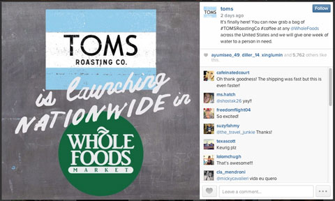 toms instagram image with hashtag