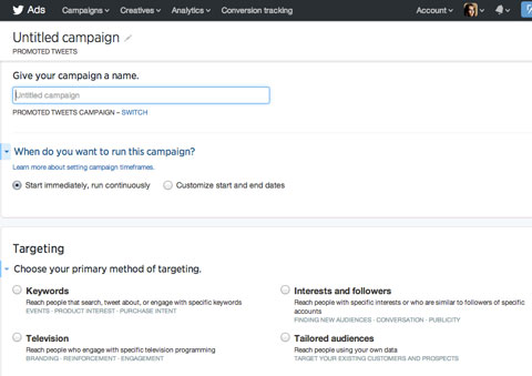 creating a campaign in twitter ads