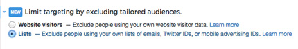 limit targeting by lists
