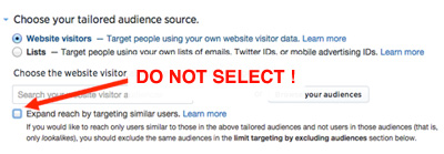 deselect expand reach by targeting similar users