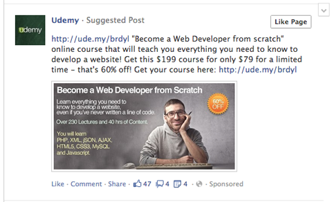 udemy facebook post