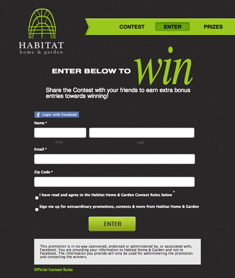 habitat home & garden facebook promotion entry form