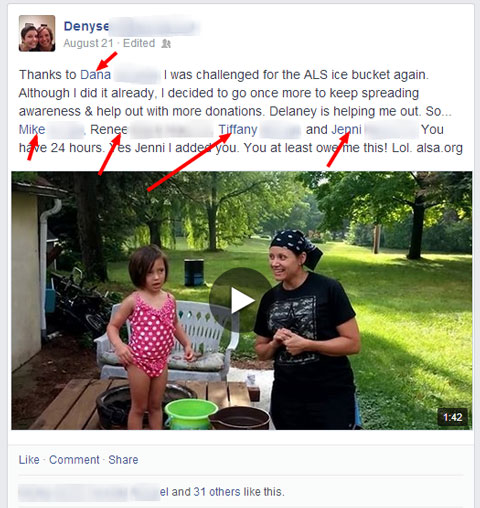 als challenge facebook update