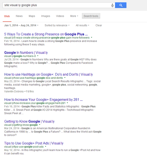 google plus results for visually