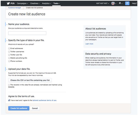 twitter tailored audience list