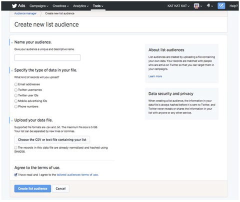 twitter tailored audience list