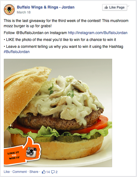 buffalo wings and rings instagram contest cross promotion