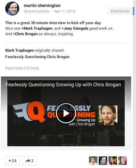 promoting chris brogan on google+