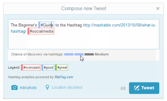 RiteTag finds better hashtags to get your tweets found and shared.