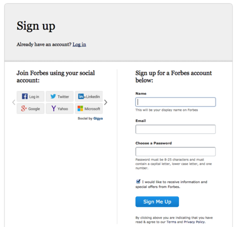 forbes sign up options