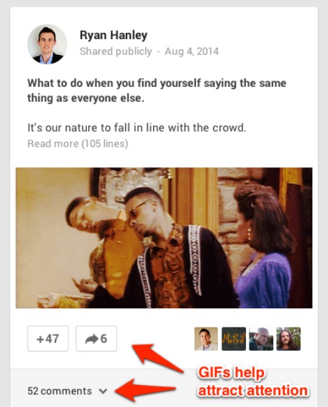 gif in google plus post