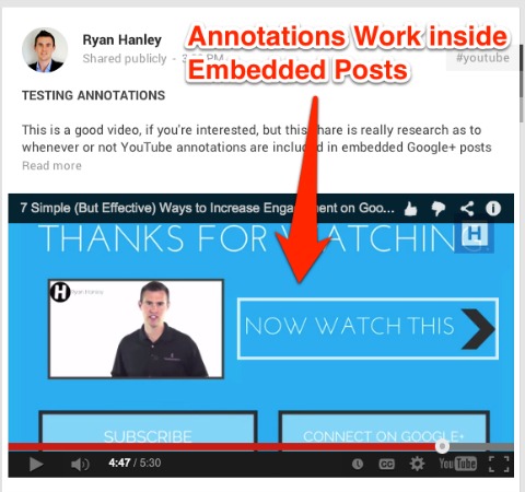 youtube video embedded into google plus post