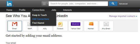 import email contacts to linkedin