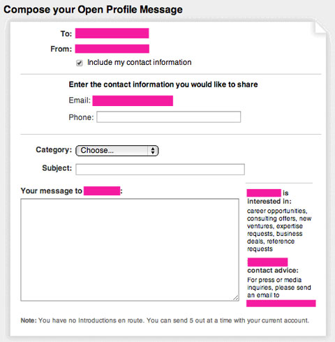 linkedin open profile message