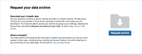 linkedin data download button