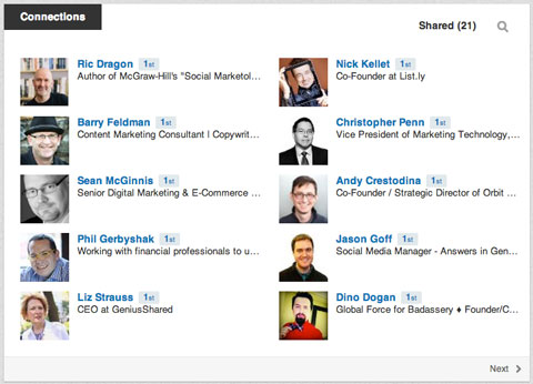 linkedin connections section