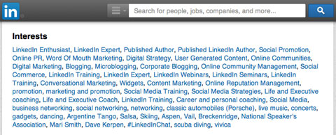 linkedin interests section