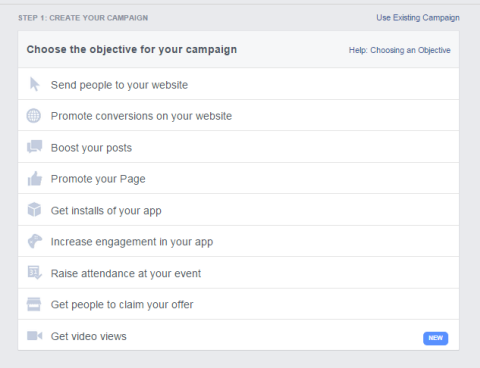 facebook ad objectives