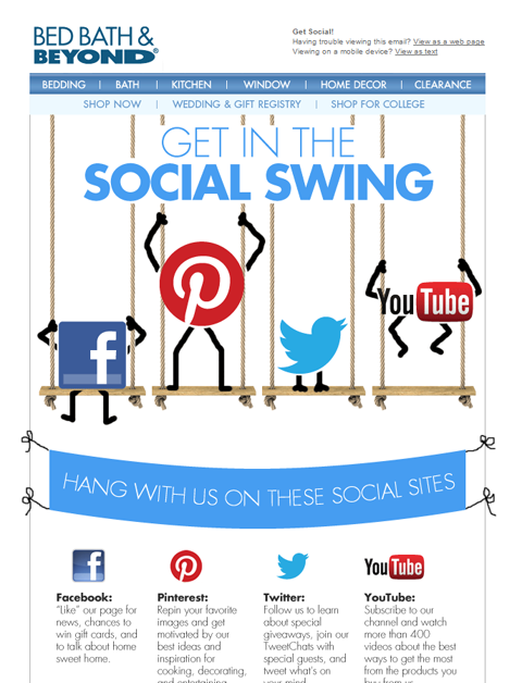 social links in bed bath & beyond email