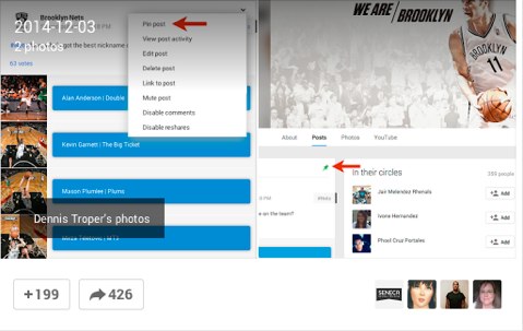 google plus pinned posts