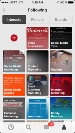 pinterest interests on ios