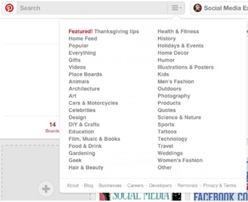 category list on pinterest