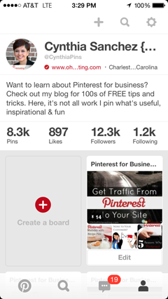 pinterest profile on ios