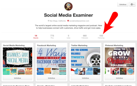 social media examiner following link on pinterest