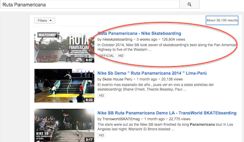 nike youtube video in search