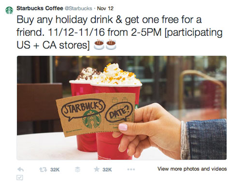 starbucks buy one get one tweet