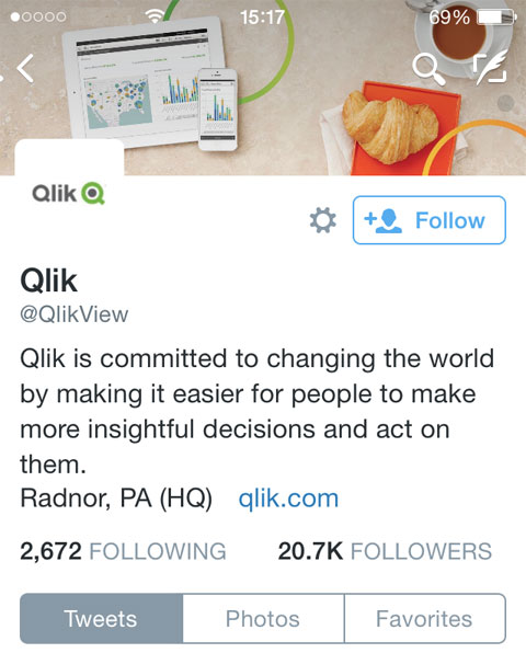 qlik twitter header on mobile