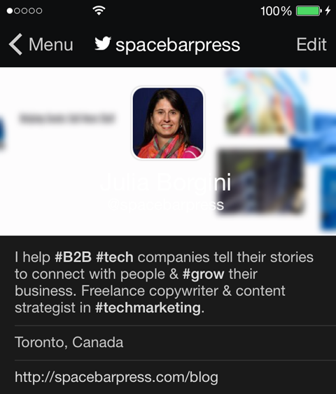 spacbarpress twitter profile on mobile