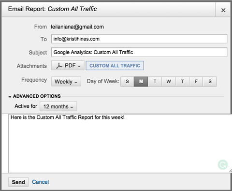 email report from google analytics