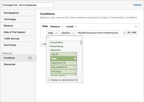 adding advanced behavior conditions