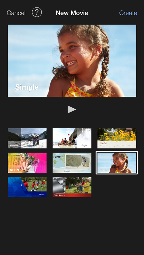 theme gallery in imovie