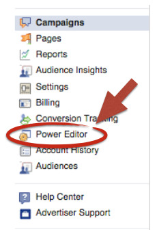 power editor menu link