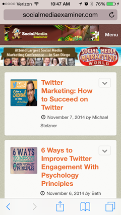 social media examiner blog on mobile