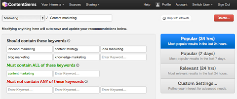 Based on your categories, Content Gems curates content and sends it to your via email.