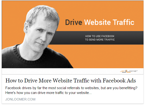 Jon Loomer posts Facebook ads after he shares posts organically to drive the most visitors to his website.