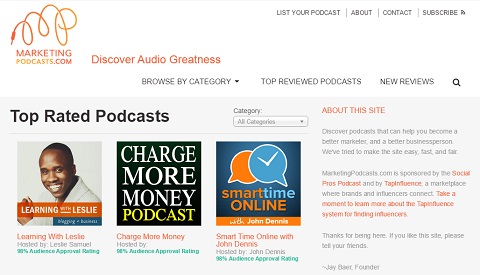 MarketingPodcasts.com is the first and only search engine for podcasts.